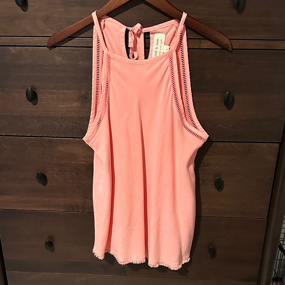 cloth & stone Pink Crochet-Trim Tank Top